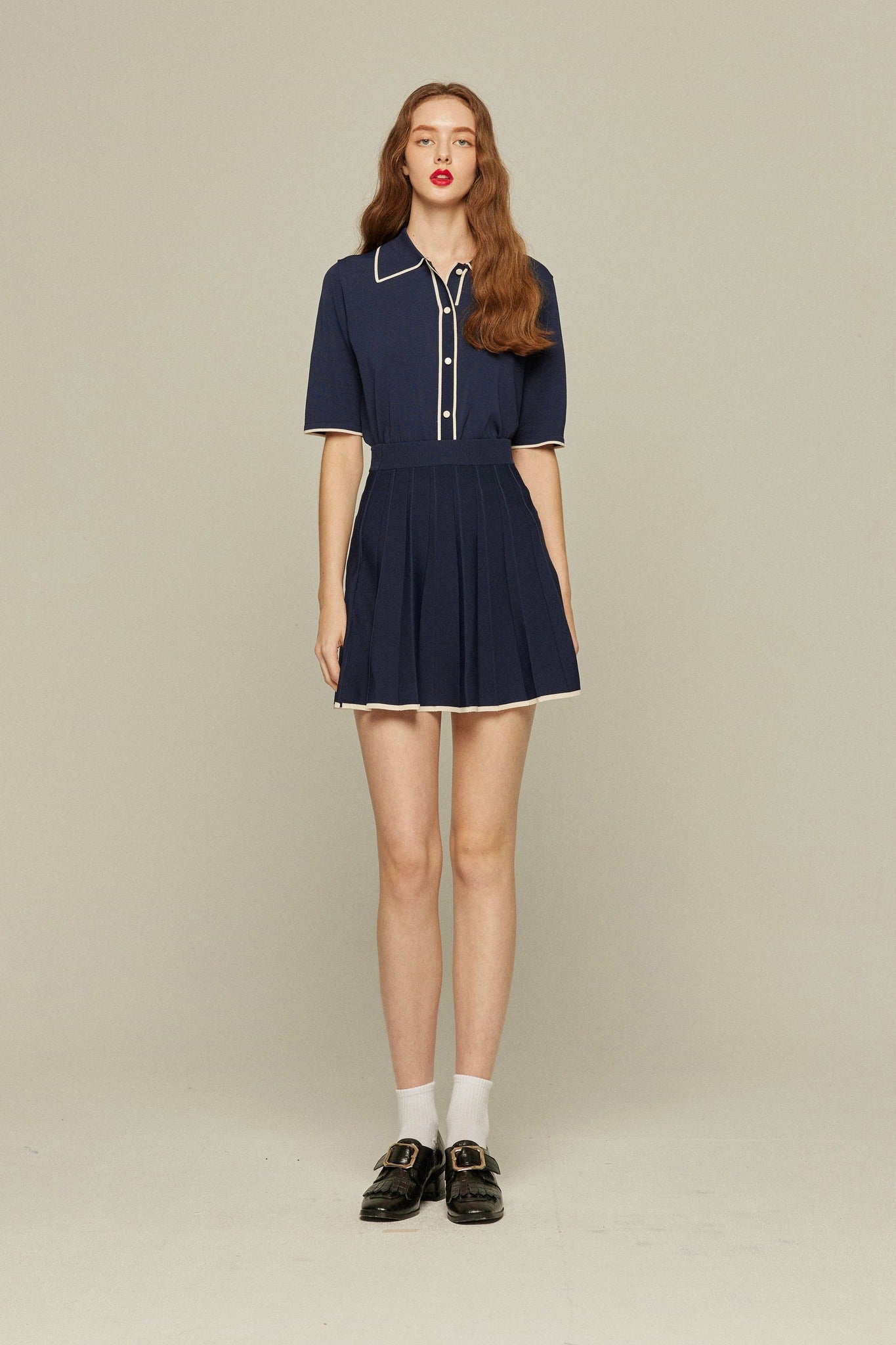 サマーニットトップ-Navy