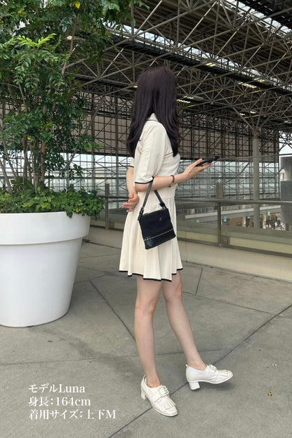 ハイウエストプリーツニットスカート-Ivory