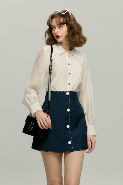 ハイウエストスカート-Navy