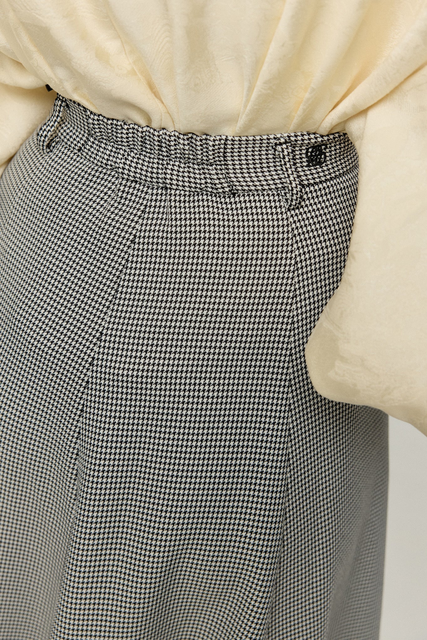ハイウエストサーキュラースカート-Houndstooth check