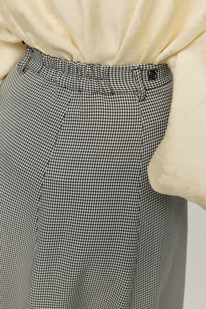 ハイウエストサーキュラースカート-Houndstooth check