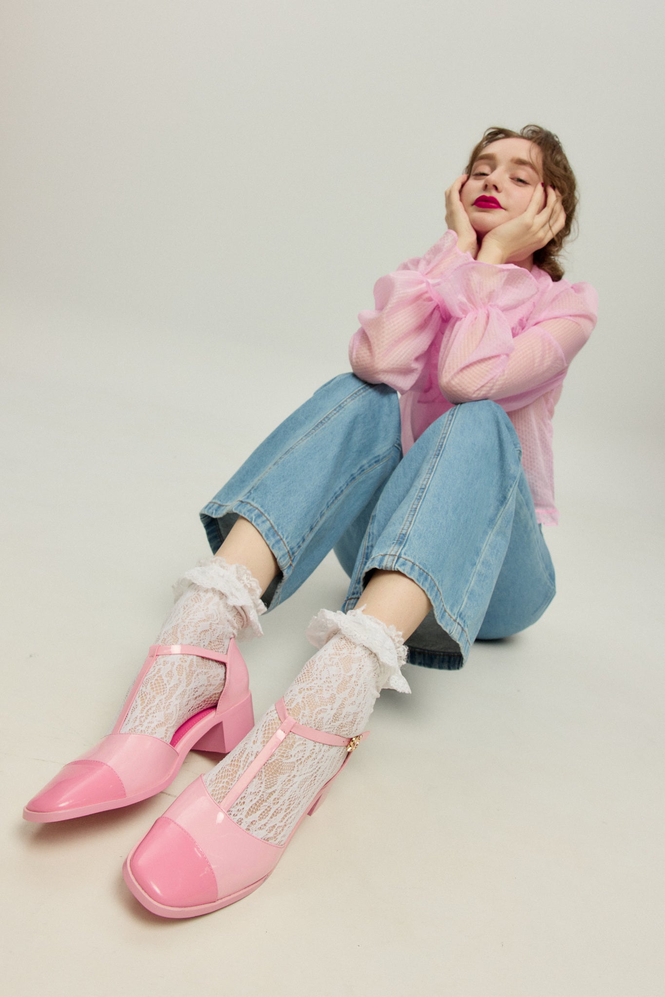 ティーバーメリージェーンパンプス-Pink