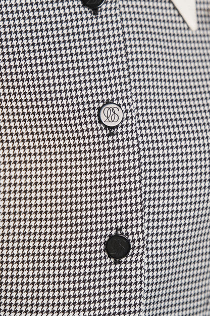 バリモアカラークロップドブラウス-Houndstooth check