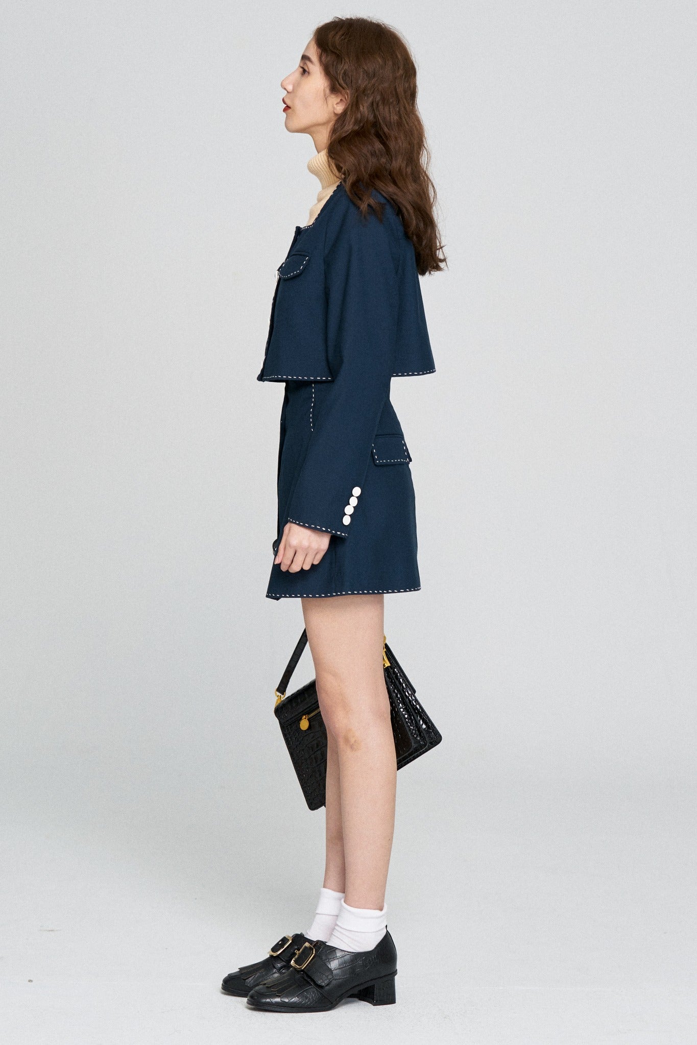 ハイウエストスカート-Navy