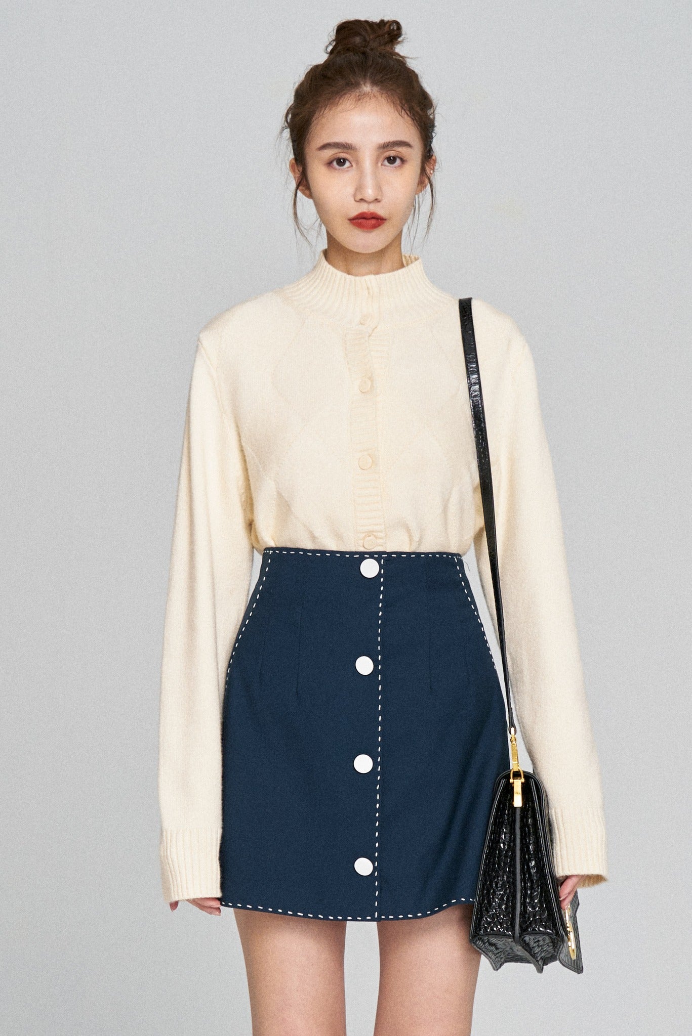 ハイウエストスカート-Navy