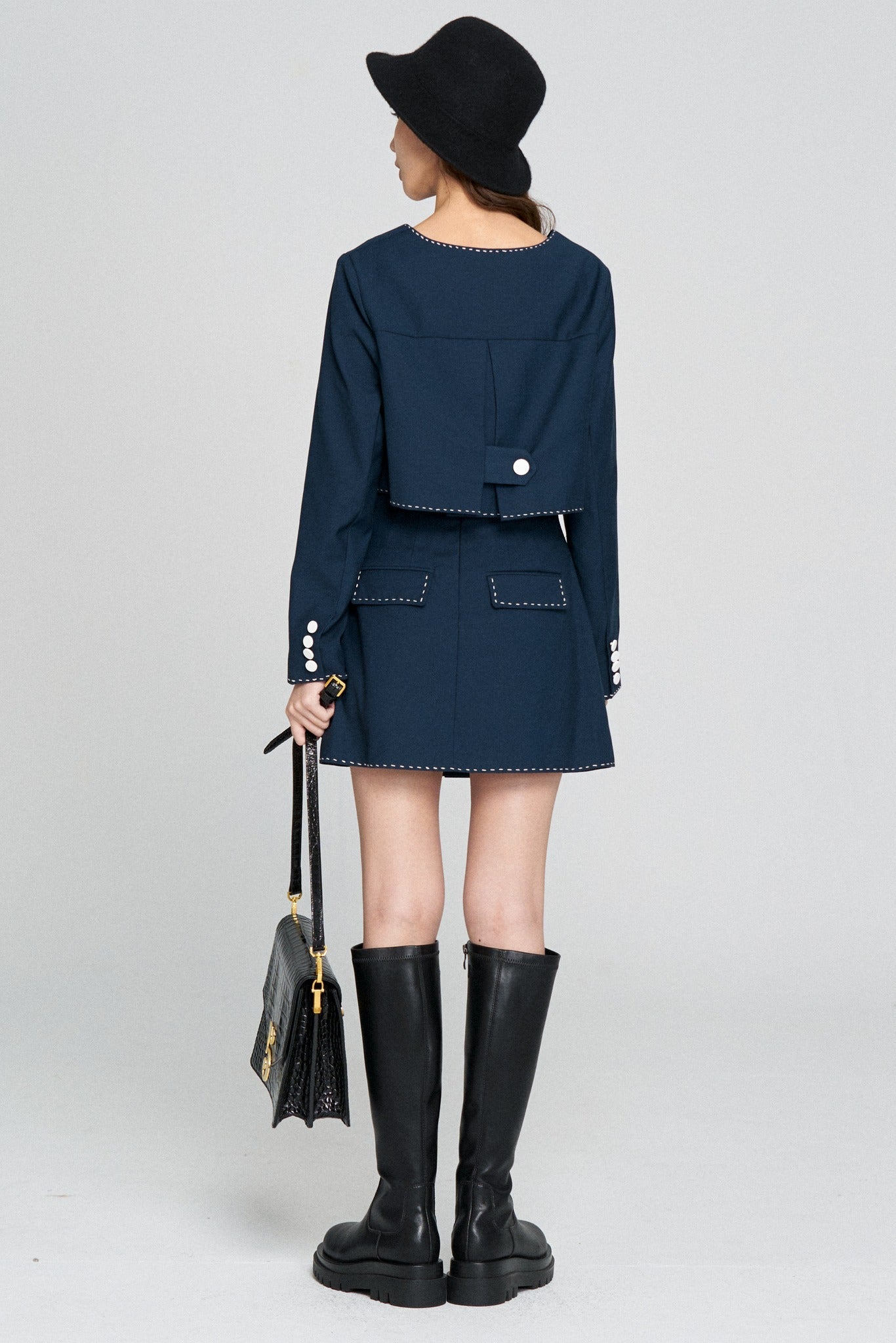 ハイウエストスカート-Navy