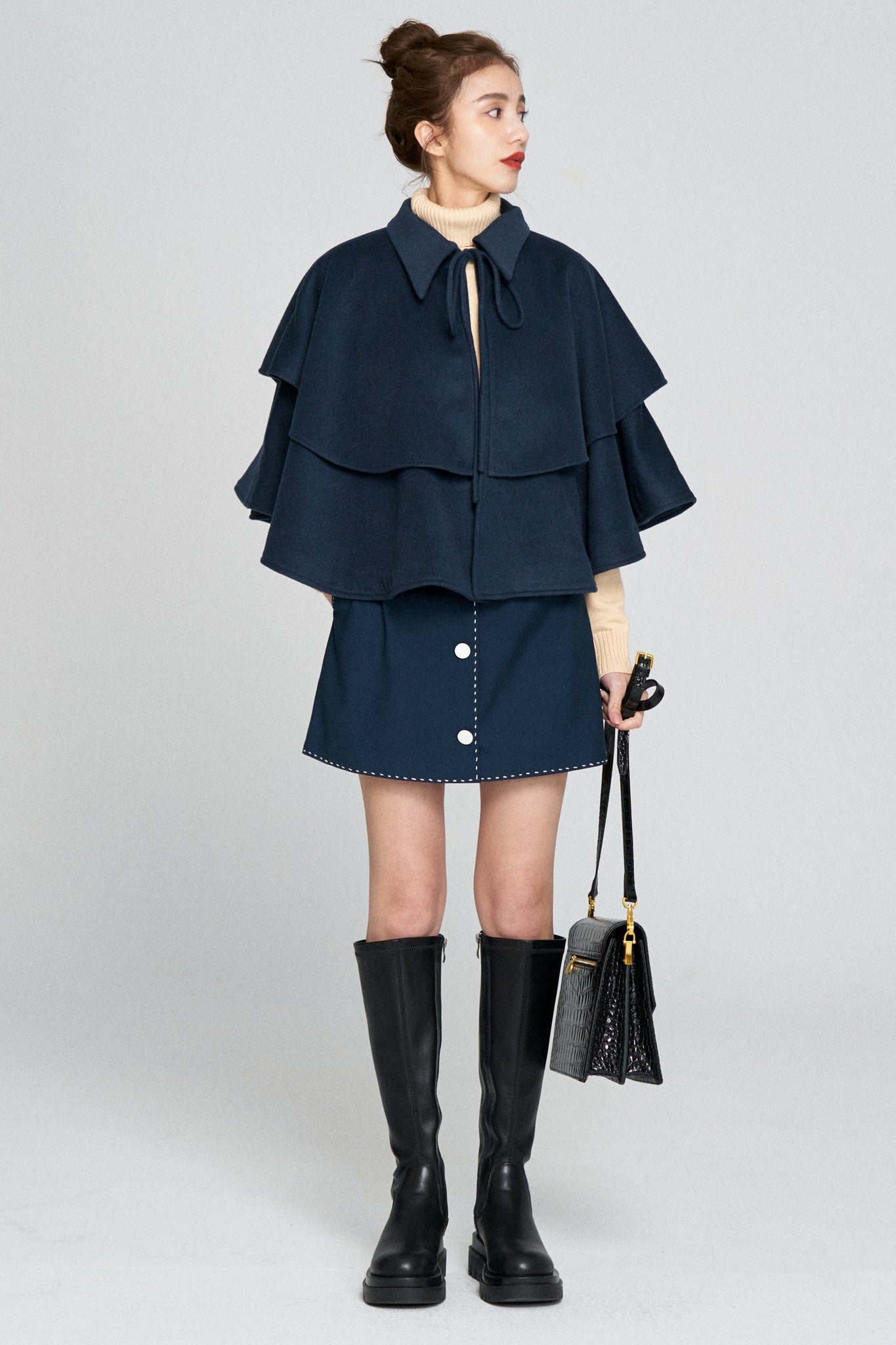 ハイウエストスカート-Navy