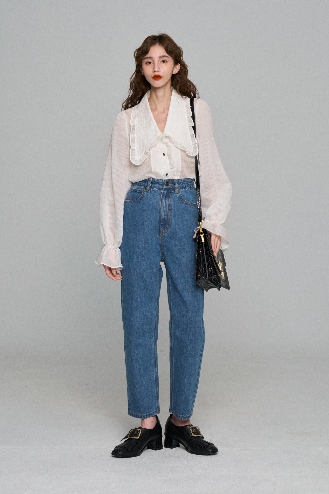 シースルーフリルブラウス-Off White