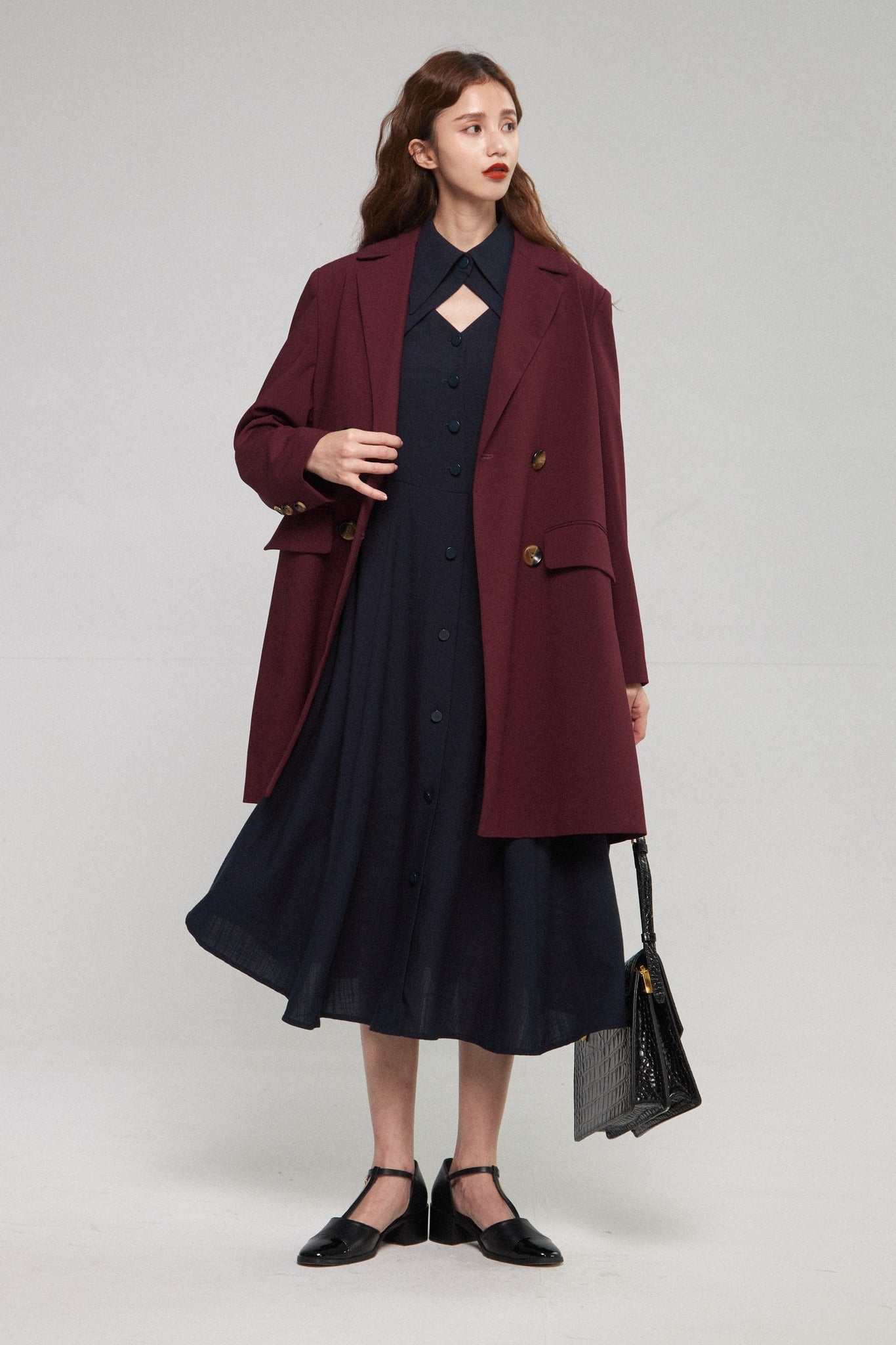 クラシカルシャツドレス-Navy