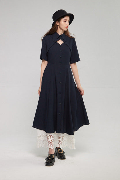 クラシカルシャツドレス-Navy