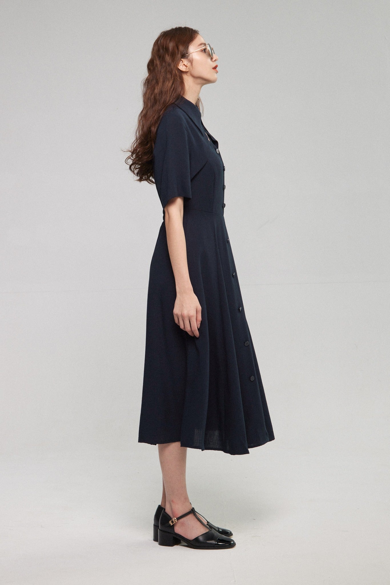 クラシカルシャツドレス-Navy
