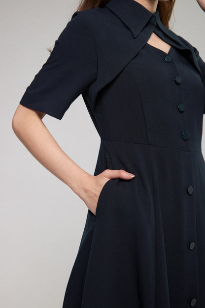 クラシカルシャツドレス-Navy