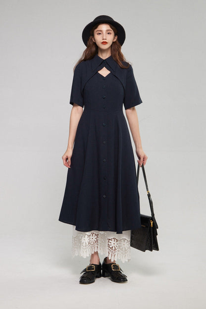 クラシカルシャツドレス-Navy