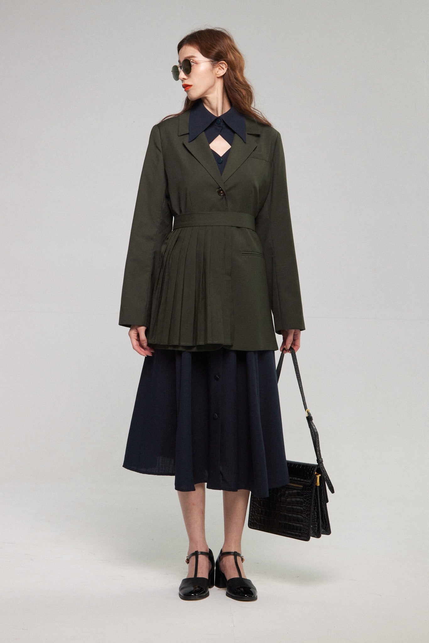 クラシカルシャツドレス-Navy