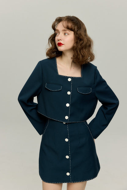 ハイウエストスカート-Navy