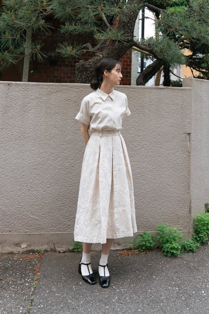 フロントタックハイウエストスカート-Ivory
