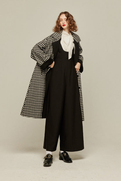 ハイウエストデザインバッククロスサロペット-Black