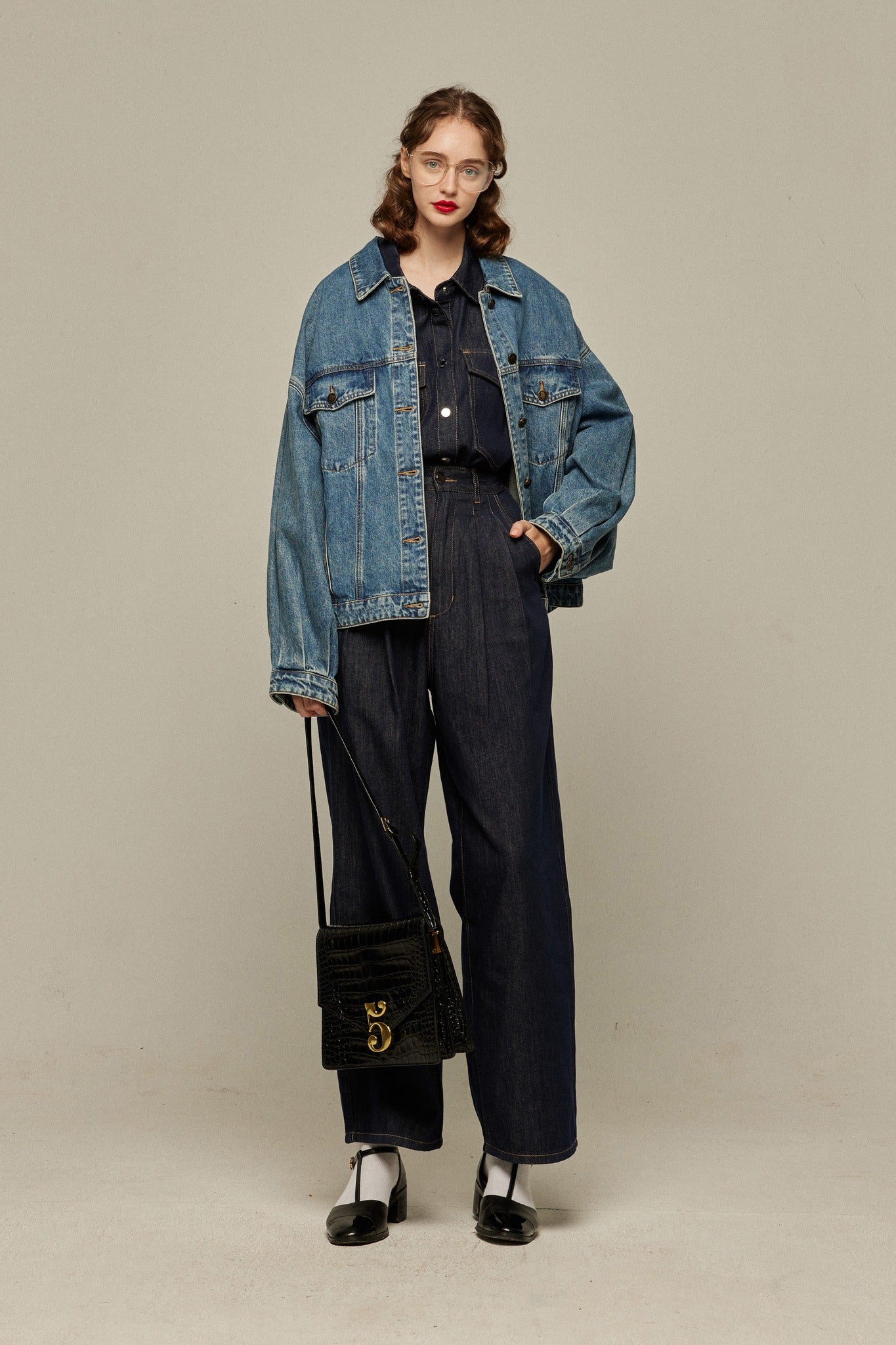 オーバーサイズデニムトップス-Navy