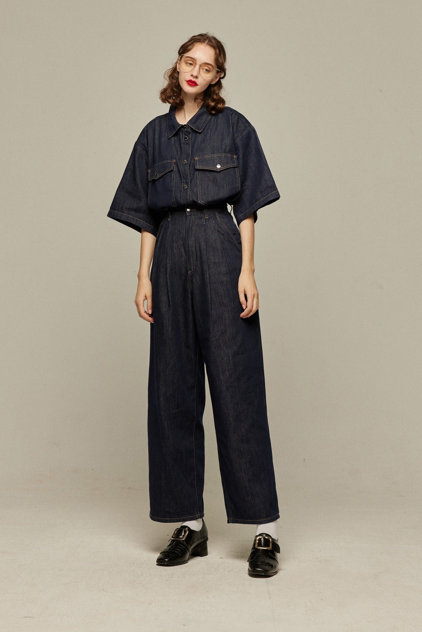 オーバーサイズデニムトップス-Navy
