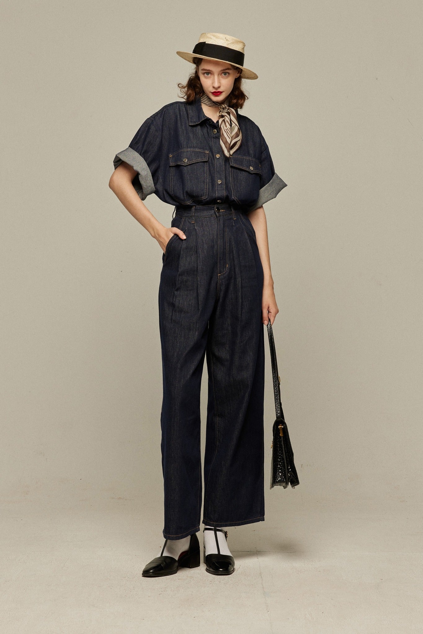 オーバーサイズデニムトップス-Navy