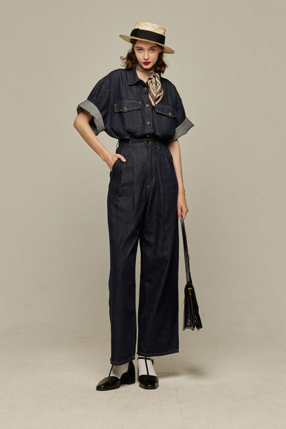 オーバーサイズデニムトップス-Navy