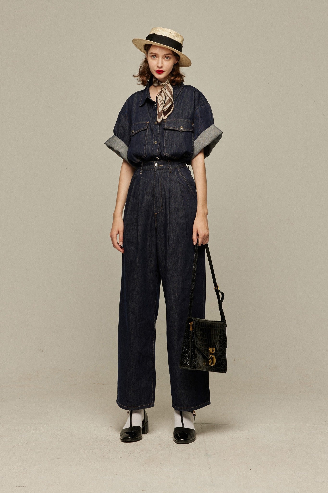 オーバーサイズデニムトップス-Navy