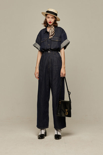オーバーサイズデニムトップス-Navy