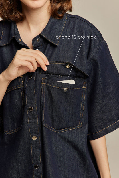 オーバーサイズデニムトップス-Navy