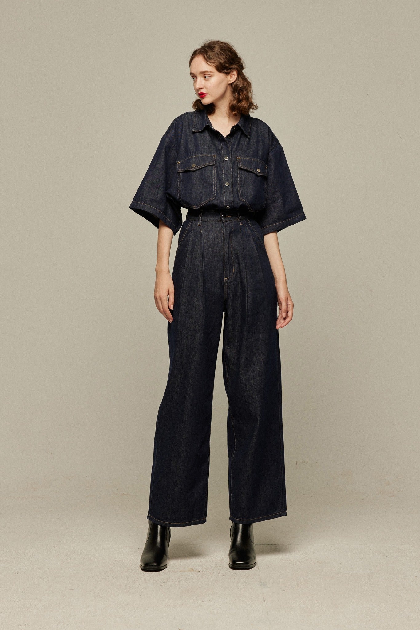 オーバーサイズデニムトップス-Navy