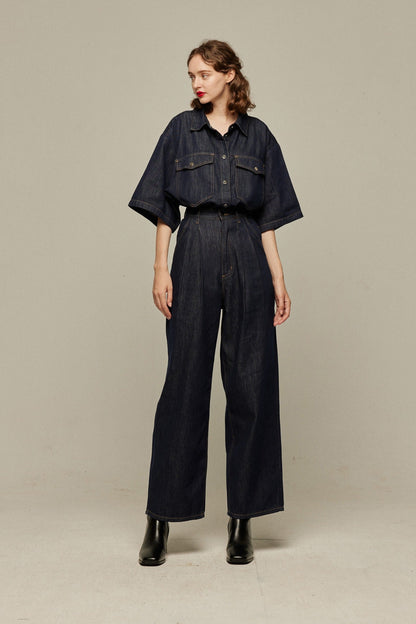 オーバーサイズデニムトップス-Navy