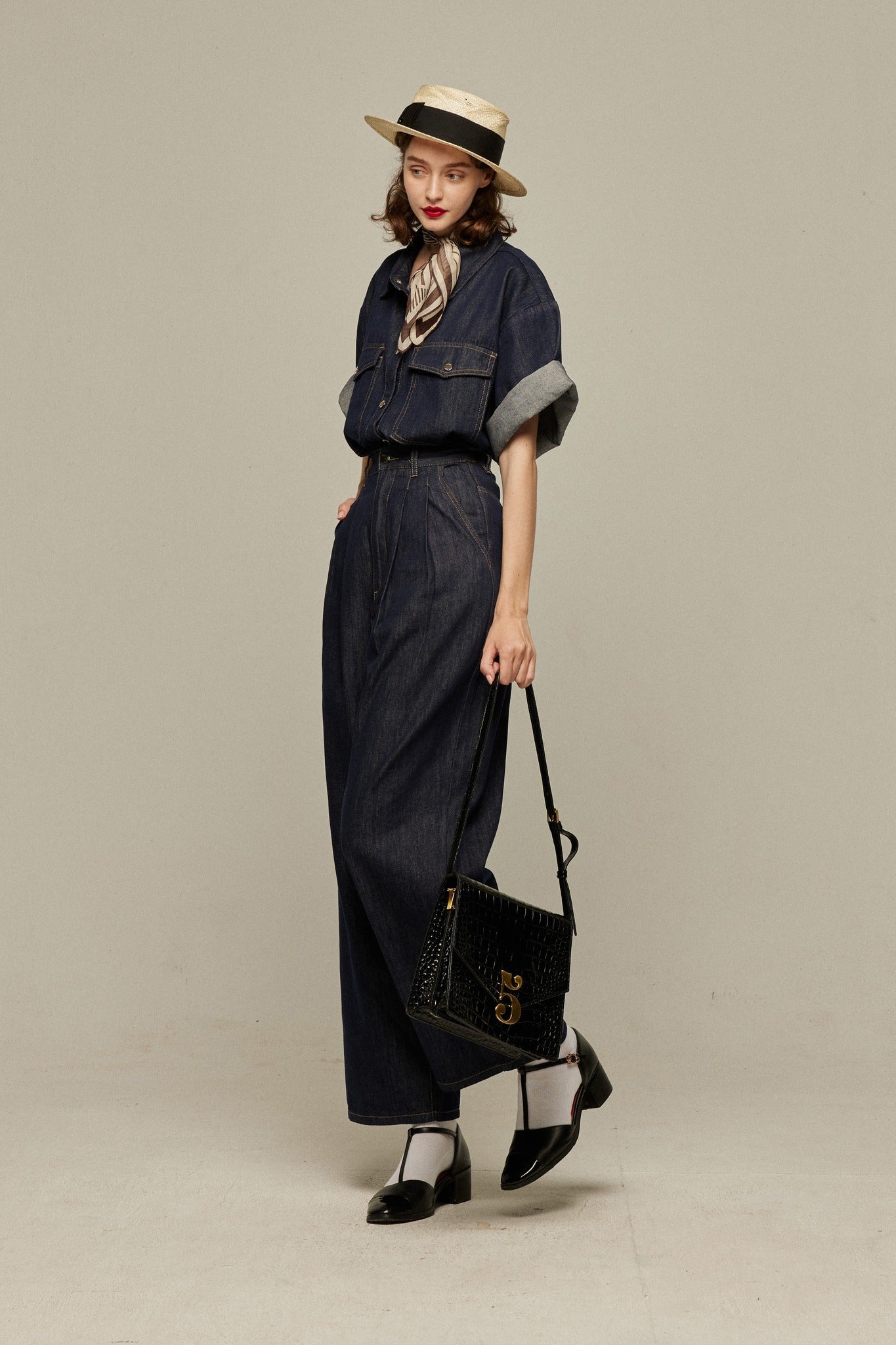 オーバーサイズデニムトップス-Navy