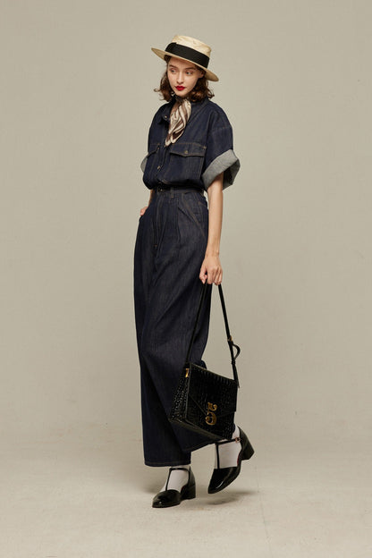 オーバーサイズデニムトップス-Navy