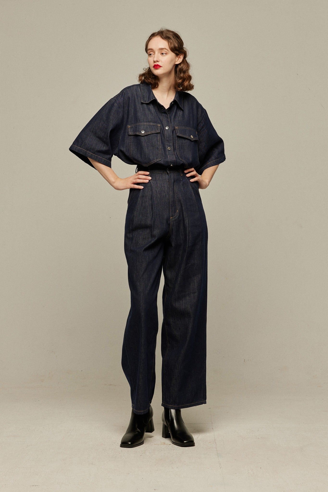 オーバーサイズデニムトップス-Navy
