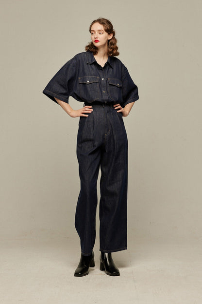 オーバーサイズデニムトップス-Navy