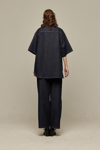 オーバーサイズデニムトップス-Navy