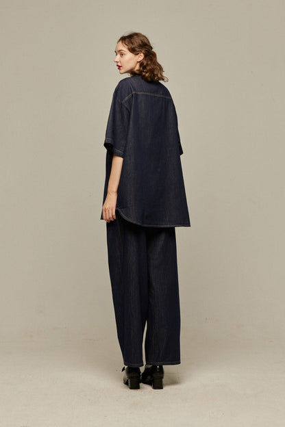 オーバーサイズデニムトップス-Navy