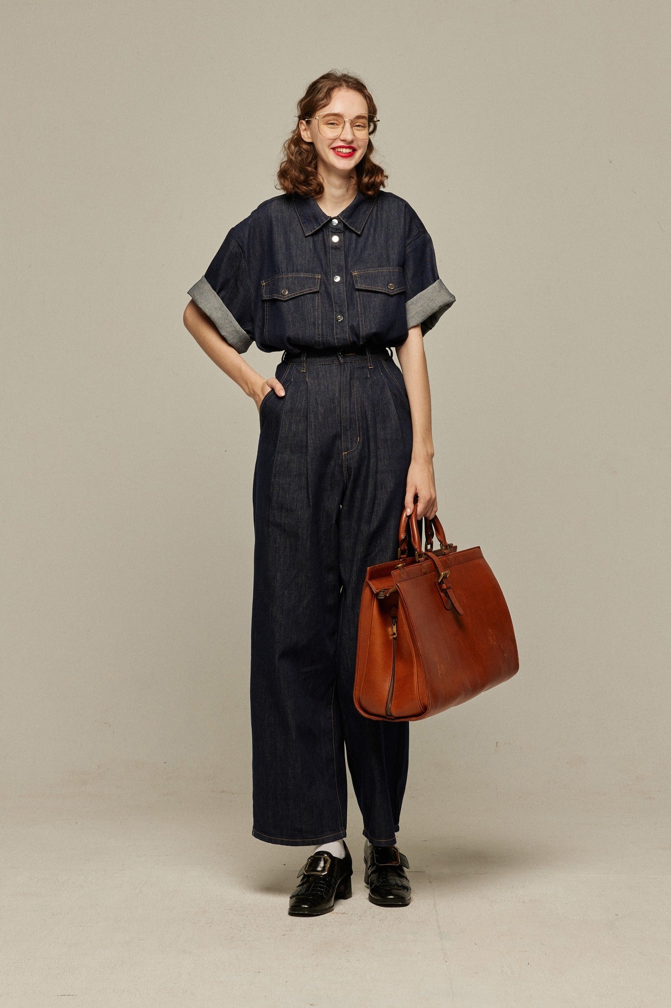 オーバーサイズデニムトップス-Navy