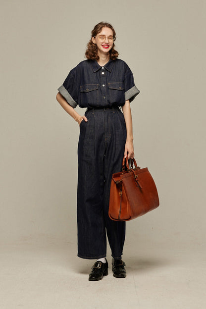 オーバーサイズデニムトップス-Navy