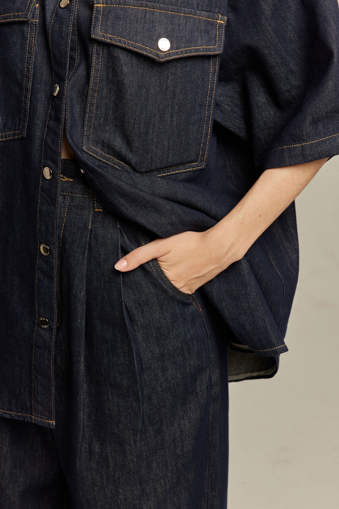 オーバーサイズデニムトップス-Navy