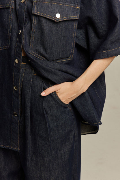オーバーサイズデニムトップス-Navy