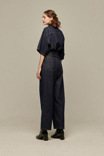 オーバーサイズデニムトップス-Navy
