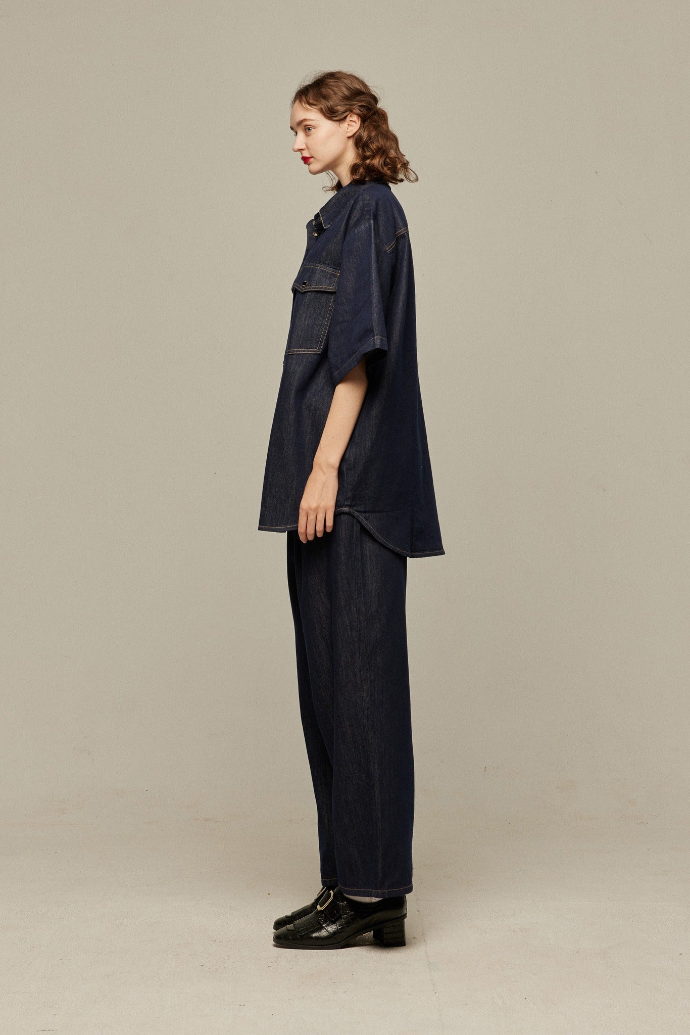 オーバーサイズデニムトップス-Navy
