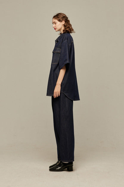 オーバーサイズデニムトップス-Navy