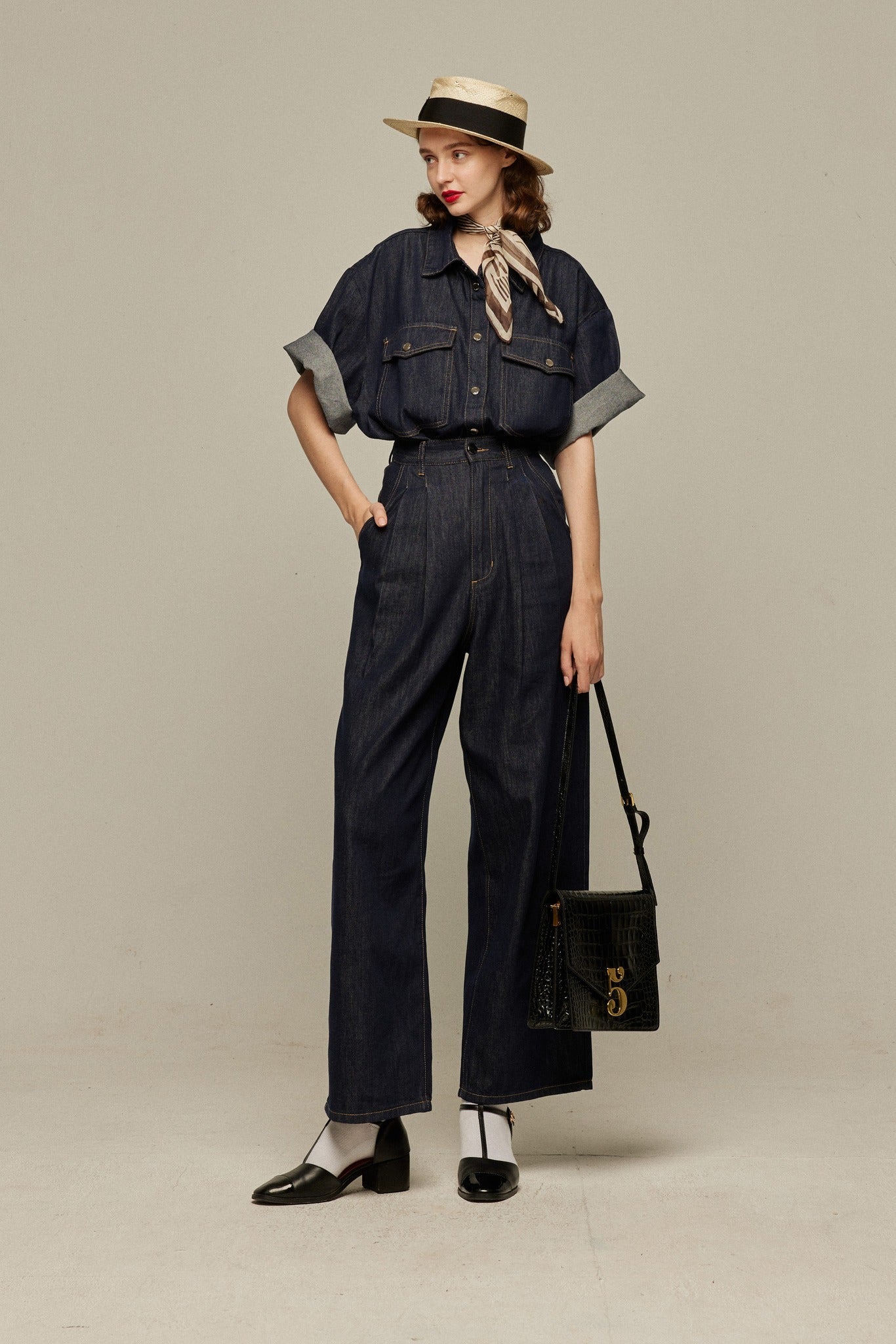 オーバーサイズデニムトップス-Navy