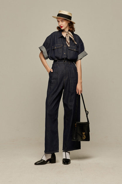 オーバーサイズデニムトップス-Navy