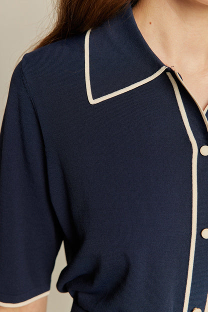 サマーニットトップ-Navy