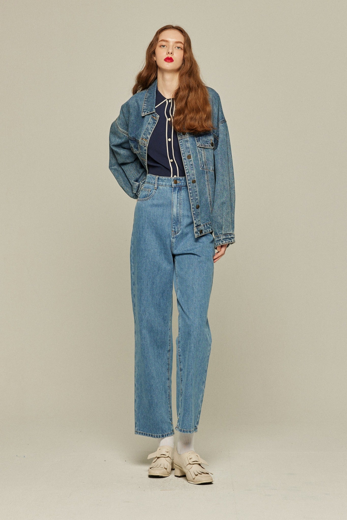 サマーニットトップ-Navy