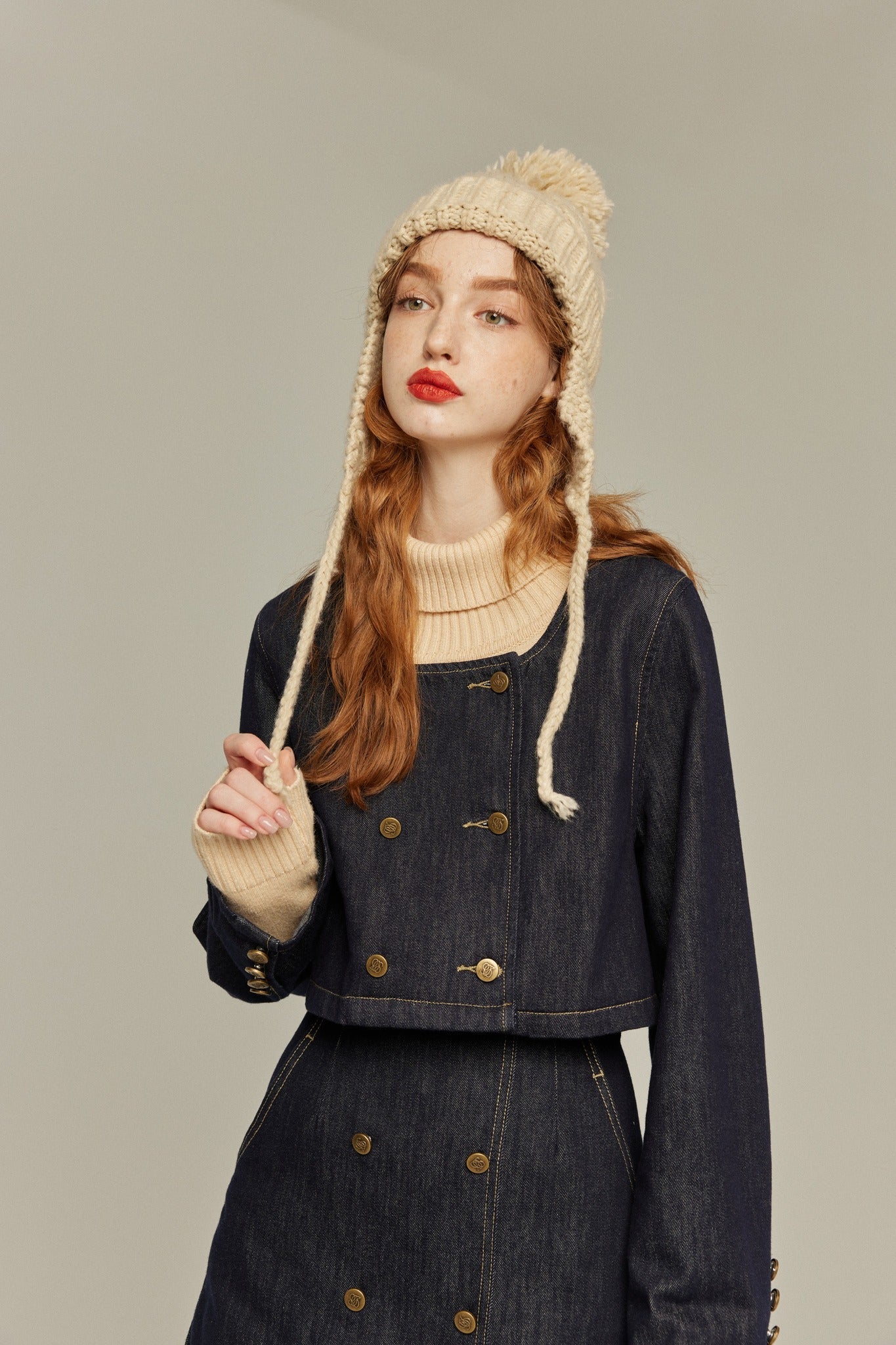デニムショートスカート-Navy