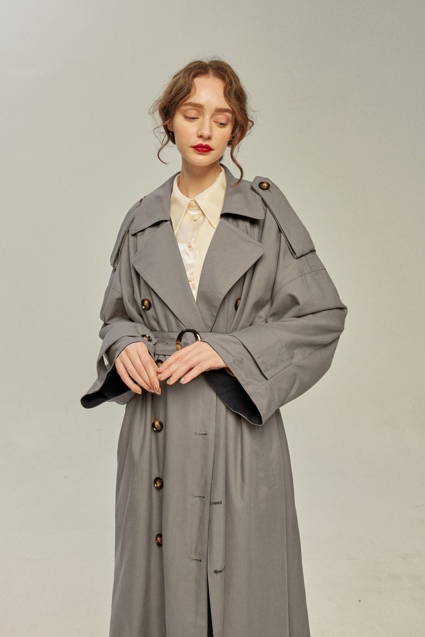 リバーシブルトレンチコート-Gray×Navy