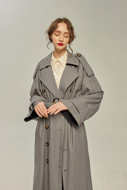 リバーシブルトレンチコート-Gray×Navy